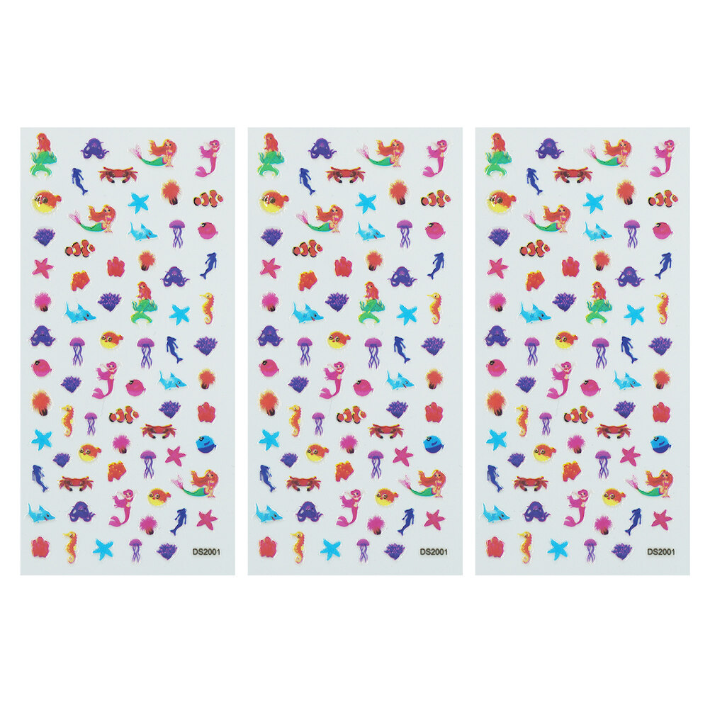 3 Sheets of Kids Nail Art Stickers Cartoon Lovely Fingernail Decals Selfadhesive Manicure