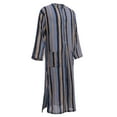 thumbnail image 2 of IBTOM CASTLE Men's Muslim Thobe Long Sleeve Striped Robe Gown Arab Islamic Kaftan Abaya Dress Middle East Dubai Ramadan Clothing XL Blue, 2 of 8