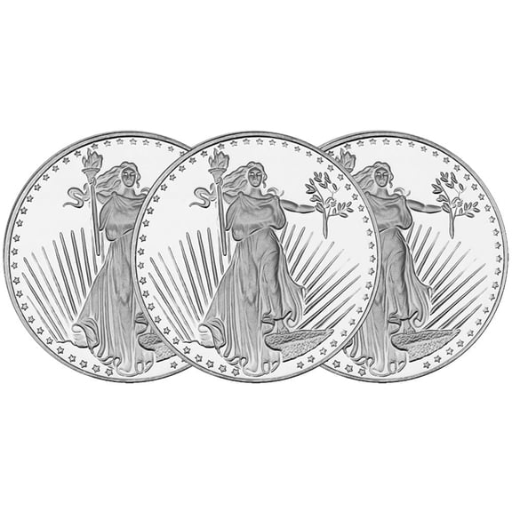 Lot of 3 - 1 Troy oz .999 Fine Silver Round, Precious Metals