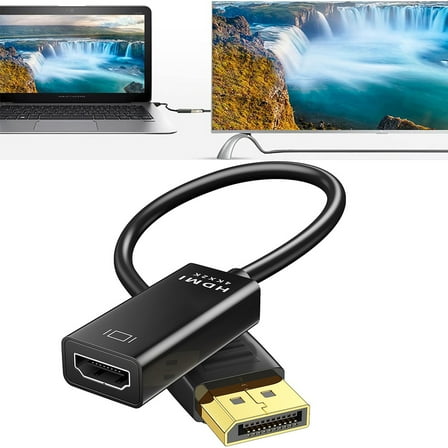 4K DisplayPort to HDMI Adapter, Uni-Directional DP 1.2 Computer to HDMI 1.4 Screen Gold-Plated DP Display Port to HDMI Adapter (Male to Female) Compatible with Lenovo Dell HP and Other Passive