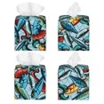 thumbnail image 2 of Balery Colorful Fishing Baits Porta Pañuelos de Cuero con Estampado – Funda Moderna Cuadrada para Caja de Pañuelos, Dispensador 5x5x5'', 2 of 7