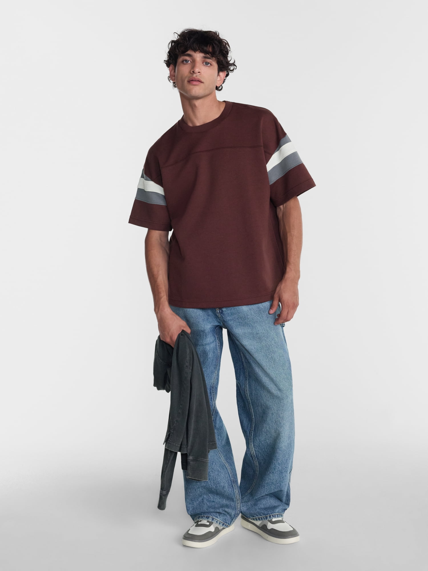 No Boundaries Sporty Color Block Tee with Short Sleeves, Men's & Big Men's XS-5XB