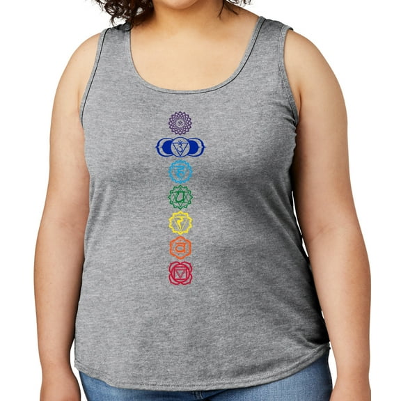 Women's Colored Chakras Yoga Mid-weight Tanktop, Small AThletic Heather