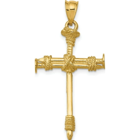 14K Yellow Gold Polished Nail Cross Pendant (40 X 20) Made In United States c1964