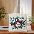 thumbnail image 3 of CLEAN & FRESH Canvas Tote Bag - Stylish Reusable Shopping Bag with Green Leaves & Red Berries Design Perfect for Parties Travel & Everyday Use, 3 of 6