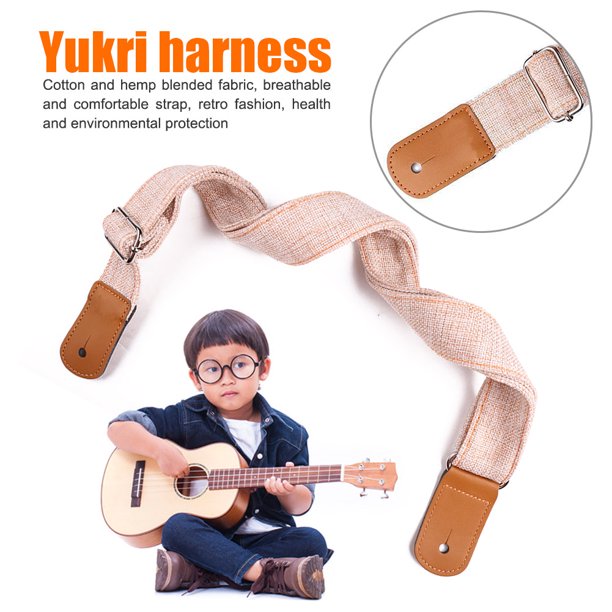 Correa de guitarra antideslizante bajo ukelele cinturón de hombro piezas musicales (beige)