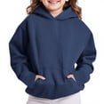 thumbnail image 2 of Girls Hooded Sweatshirt, Warm Thickened Long Sleeve Pullover with Pocket for Toddlers and Big Kids Casual Outerwear, 2 of 9