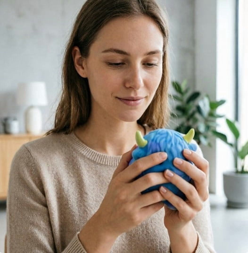 Cow Stress Relief Ball Soft Slow Rising Silicone Squeeze Highland Cattle Anxiety Sensory Fidget Desk Decor Office Calming Relaxation Accessory