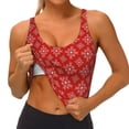 thumbnail image 3 of Daiia Red White Snowflakes Printed Women's Sports Bra, Breathable Activewear Bra with U-Back Design and Removable Pads, Comfortable and Supportive for Yoga, Workout-Small, 3 of 8