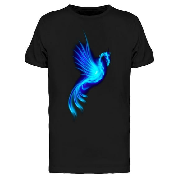 Blue Fire Phoenix Design T-Shirt Men -Image by Shutterstock, Male Medium