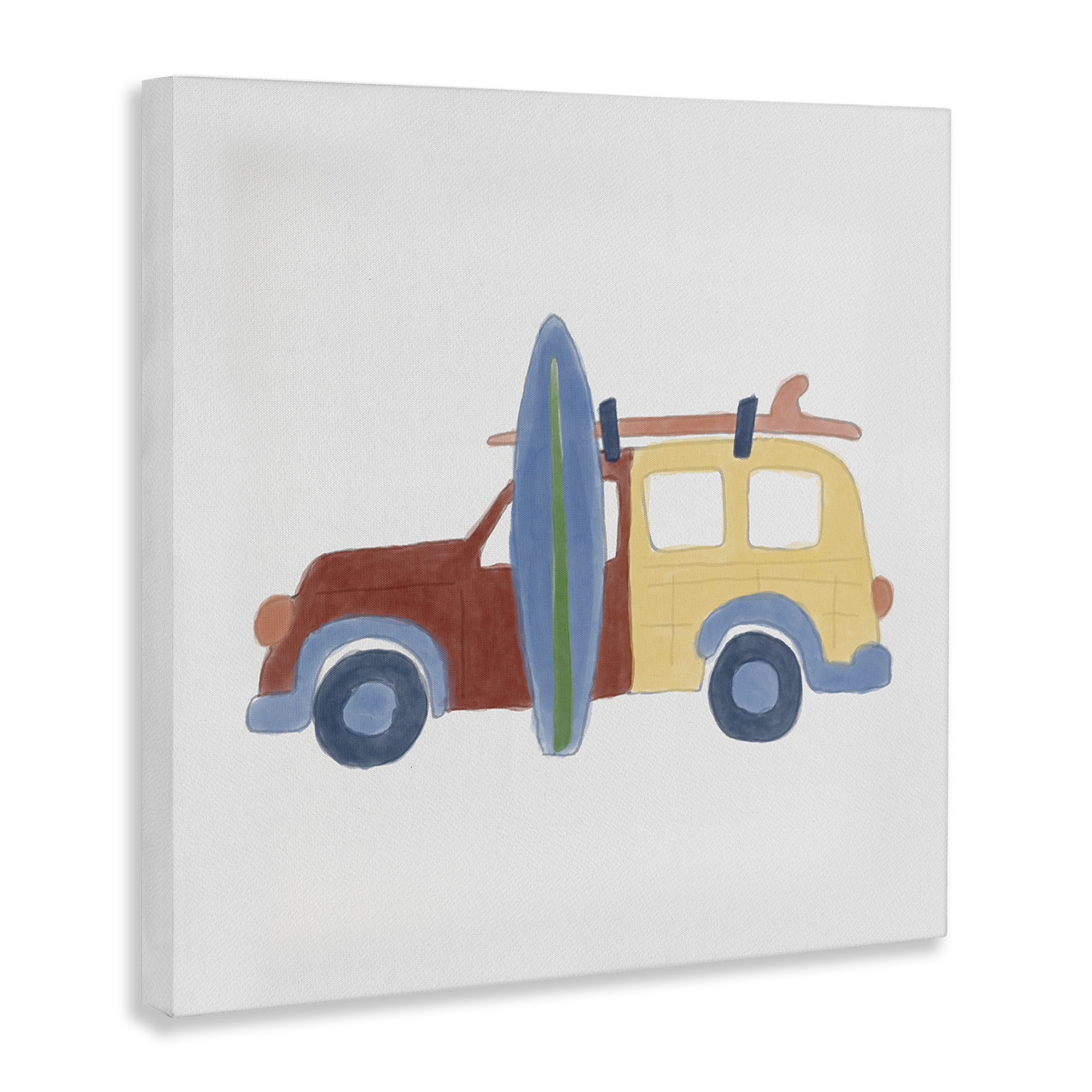 Stupell Industries Summer Beach Wagon Transportation Painting Gallery Wrapped Canvas Art Print Wall Art, 17 x 17