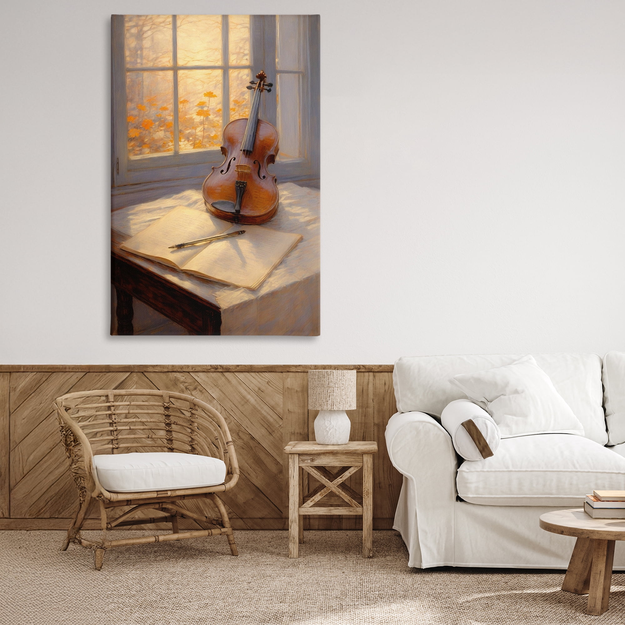 Stupell Industries Autumn Sunlit Violin Canvas Wall Art, design by Angie Hawke