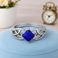 thumbnail image 3 of 5mm Square Shape Natural Lapis 925 Silver Celtic Women Valentines Day Gifts Ring, 3 of 7