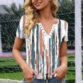 thumbnail image 6 of Tnhcen Women's Casual Floral Print Short Sleeve Top with Snap Buttons, V-Neck Loose Fit T-Shirt, Soft Stretch Blouse for Summer Outings, Everyday Wear Shirt for Women S-2XL, 6 of 6