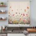 thumbnail image 4 of Watercolor Flowers Semi Sheer Curtains Drapes for Living Room,Bedroom,French Doors Window 96 Inches Long,Spring Daisy Floral Butterflly Beige Rod Pocket Chiffon Curtain Drapery Voile Draperies Panel, 4 of 8