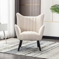 thumbnail image 3 of Solid Black Wood Legs Upholstered Accent Chair Modern Solid Wood Accent Chair, Velvet Fabric Back Upholstered Lounge Chairs, Living Room Furniture, 3 of 7