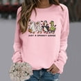 thumbnail image 4 of Funny Goose Womens Pullover Crewneck Long Sleeve Autumn Winter Solid Graphic Sweater Casual Halloween Party Tops Pink XXL, 4 of 5