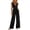 Black, variant on Womens V Neck Sleeveless Wrap Jumpsuit Self Tie Waisted Wide Leg Romper with Pockets for Summer Casual Vacation