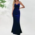 thumbnail image 2 of Wycnly Formal Dresses for Women Cocktail Party Prom Elegant Slim Spaghetti Strap Long Fishtail Dresses V-Neck Sleeveless Solid 2024 Summer Maxi Dress Dark Blue XS, 2 of 6