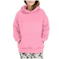 thumbnail image 2 of FAVIPT Solid Color Hoodie Women Hoodie Pullover Women Long Sleeve Oversized Pullover Y2K Hoodie Fall Winter Sweatshirt with Pocket 2024 Pink,XL, 2 of 7