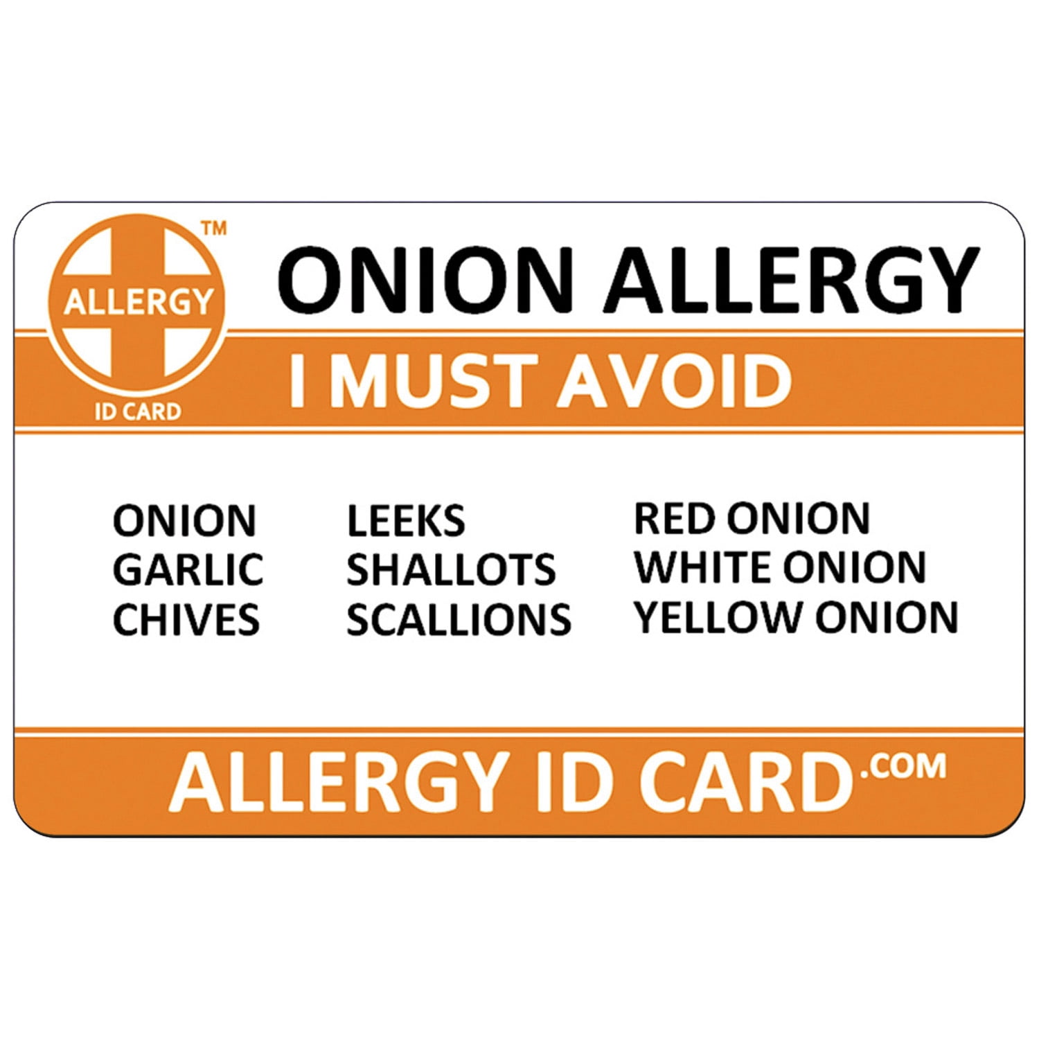Allergy ID Card Onion Allergy