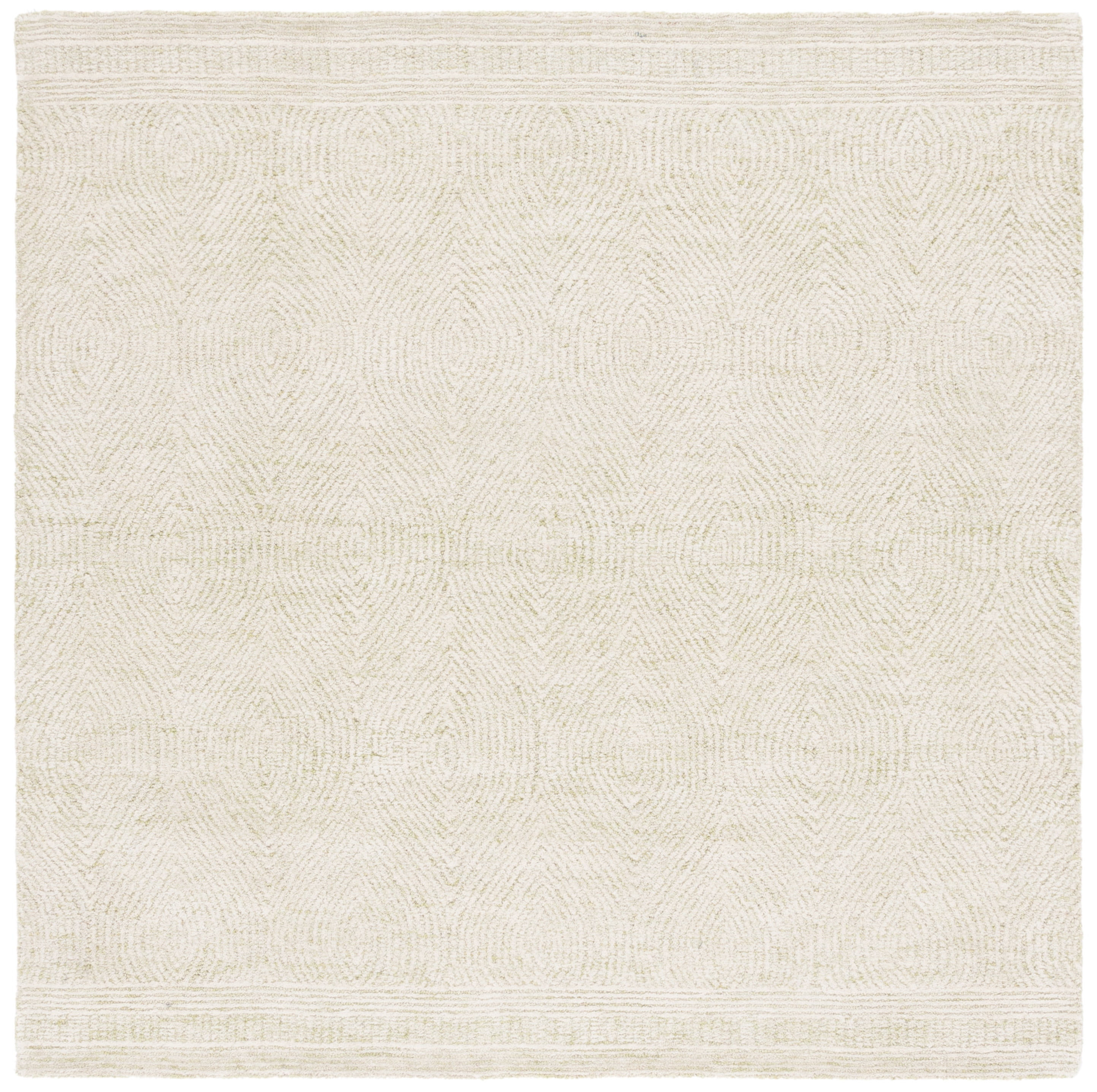 SAFAVIEH Abstract Caelestinus Ogee Wool Area Rug, Green/Ivory, 6' x 6' Square