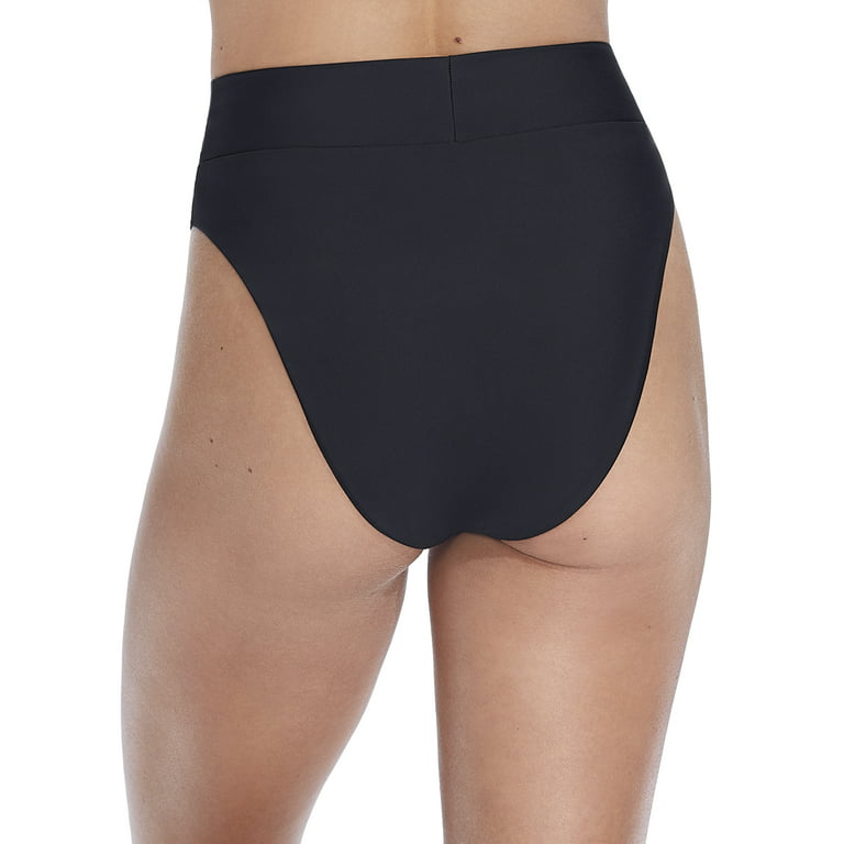 Camio Mio Womens Black High-Waist Bikini Bottom Style-S20207-BLK Swimsuit 