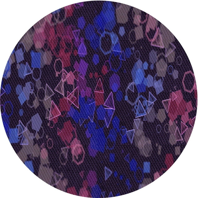 Ahgly Company Tapis Rond Lavable en Machine Intérieur Transitionnel Violet Profond, 3 Pieds Rond