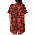 thumbnail image 3 of Naloa Tomatoes And Chili Women's Short-Sleeved Pajama Set, Loungewear, Summer pajamas, Breathable Cozy - Large, 3 of 9