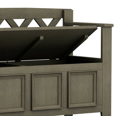 Simpli Home - Amherst Transitional MDF and Plywood Storage Bench with Backrest - Farmhouse Gray