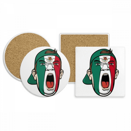 

Mexico Flag Makeup Head Screang Cap Coaster Cup Mug Holder Absorbent Stone Cork Base Set