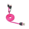 8pin And Micro Usb Flat Cable 3.2ft 2in1 Usb Data In Hot Pink