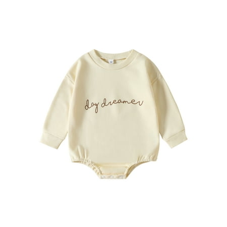 

Bagilaanoe Newborn Baby Girl Boy Rompers Letters Print Long Sleeve Bodysuits 6M 12M 18M 24M Infant Casual One Piece Short Jumpsuit