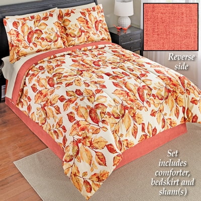 Fall Leaves Pattern Comforter Set 4 Pc Queen Multi Walmart Com