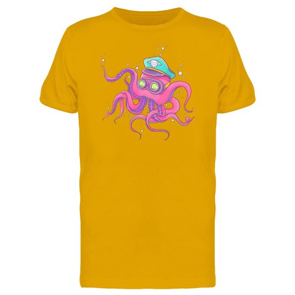 Pink Sailor Octopus With Hat Tee Men's -Image by Shutterstock