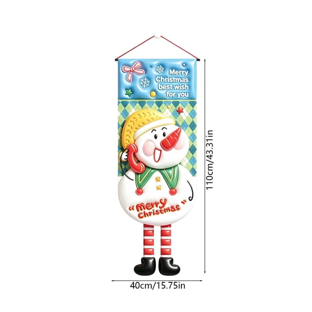 Amzcrzy Decoración navideña,Árbol de Navidad,Luces navideñas Letrero navideño colgante para puerta, decoración de 43 x 16 pulgadas, adorno de pared con personaje caprichoso para puerta principal, por
