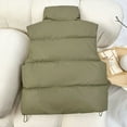 thumbnail image 5 of Lixiuxyad Puffer Winter Coats Women's Down Vest Autumn Winter Loose Stand Collar Sleeveless Jacket Solid Color Warm Outerwear Green, 5 of 5