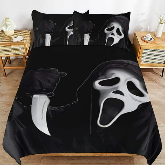 Scream Duvet Cover Set 3 Pieces, Ultra Soft Comfortable Graphics Printed Comforter Quilt Cover with Zipper Closure, Bedding Sets Room Decor (1 Duvet Cover 86"x70" 2 Pillowcases)