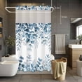 thumbnail image 3 of Blue Eucalyptus Leaves No Hook Shower Curtain with Snap in Liner Spring Summer Botanical Waterproof Bathroom Shower Curtain with See Through Top Window for Bathtub 54" x 78", 3 of 9