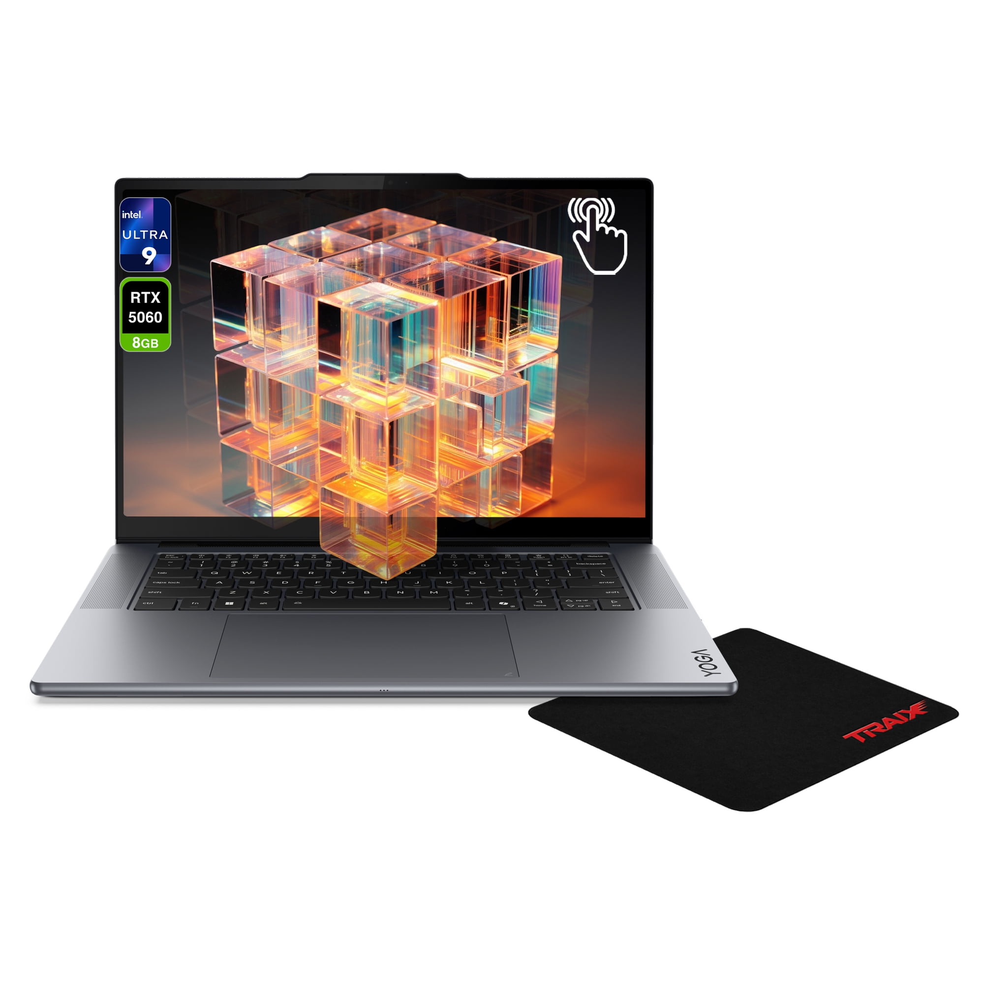 Lenovo Yoga Pro 7i Laptop, Intel Ultra 9-386H, 32 GB LPDDR5X RAM, 1 TB PCIe SSD, 15.3" 3K (2560x1600) OLED Touchscreen, Nvidia G-Force RTX 5060, Backlit Keyboard, W11 Home, Luna Grey + Traix MousePad
