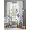 thumbnail image 5 of Spring Floral Sheer Curtains 84 Inch Length 2 Panels Set, Semi Transparent Voile Rod Pocket Curtains for Living Dining Room Bedroom Drapes Purple Flowers Colorful Summer Botanical, 5 of 6