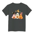 thumbnail image 3 of Ulanda Halloween Shirts for Girls Pumpkin Ghost Graphic Tshirts Cotton Short Sleeve Tee (Grey, 3-4 Years), 3 of 3