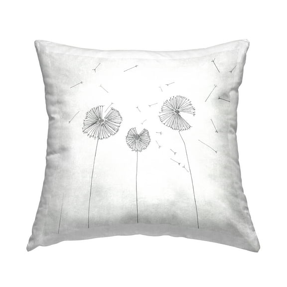 Stupell Industries White Minimal Dandelion Florals Flying Seeds Design by Cloverfield & Co. Throw Pillow