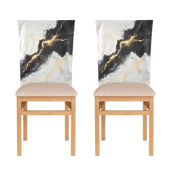 Decorative Chair Back Cover One Size x2 Chair Cover Dining Chair Slipcovers Chair Back Decoration Festival Chair Decoration Black Beautiful Marble