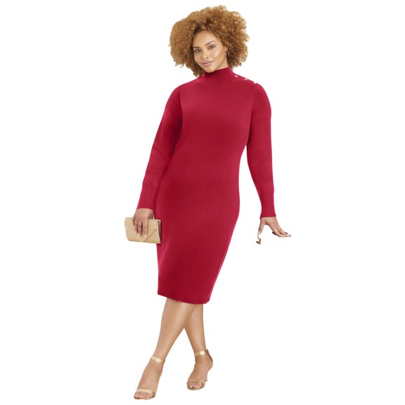 Catherines Women's Plus Size Liz&Me Mockneck Sweater Dress