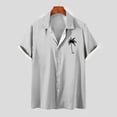 thumbnail image 2 of WREESH Men's Button Down Shirts Comfortable Short Sleeve Turndown Collar with Solid Print, Featuring Men's Tropical Tops Gray, 2 of 5