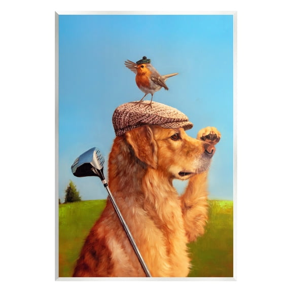 Stupell Industries Bird & Dog Golfing Animals & Insects Painting Unframed Art Print Wall Art, 10 x 15