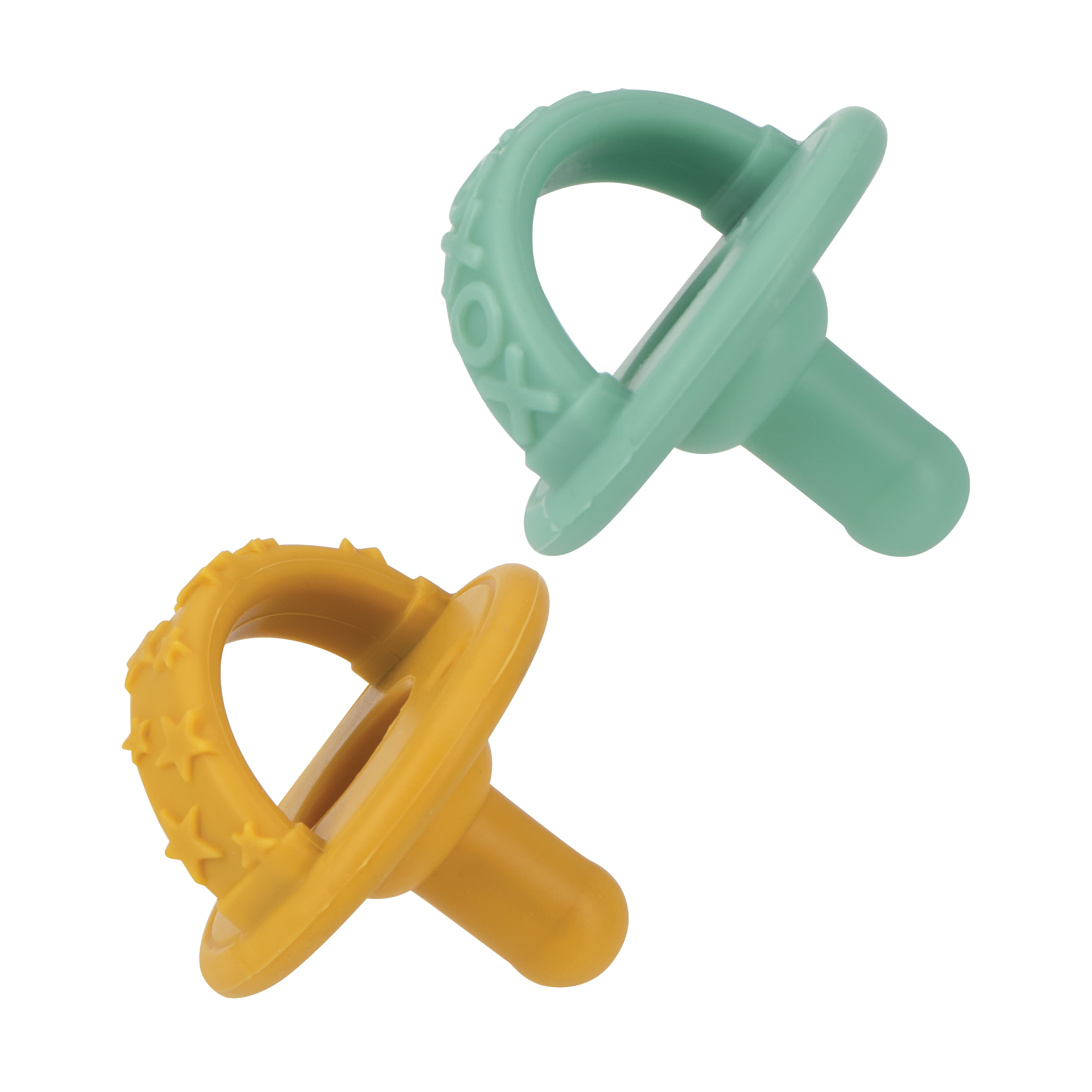 Nuby 3-D Sili Soother Baby Pacifier, XOXO and Stars, 2 Pack