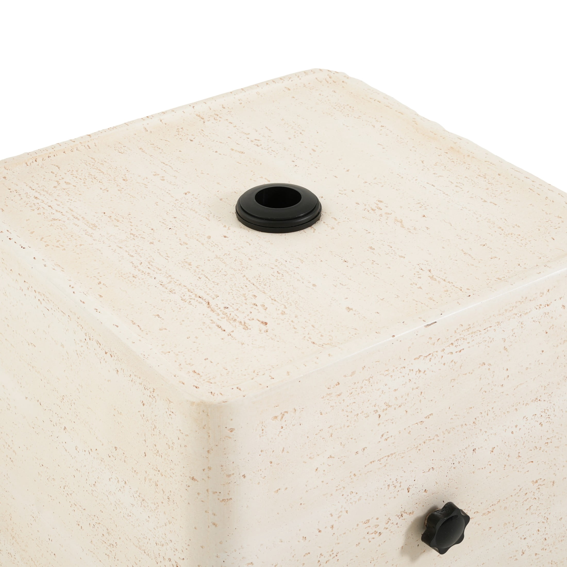 Christopher Knight Home Outdoor Heavy Duty Square Umbrella Base Side Table, Sand Fillable, Beige Travertine
