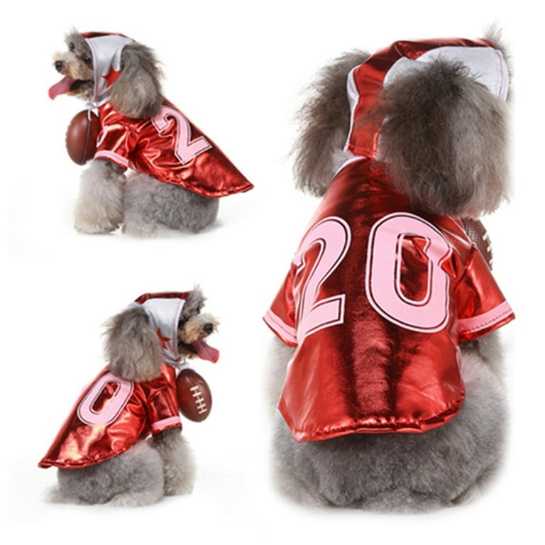 Halloween Pet Costume Number Football Decor Pet Apparel Dog Clothes with Hat, Men's, Size: XL, Red